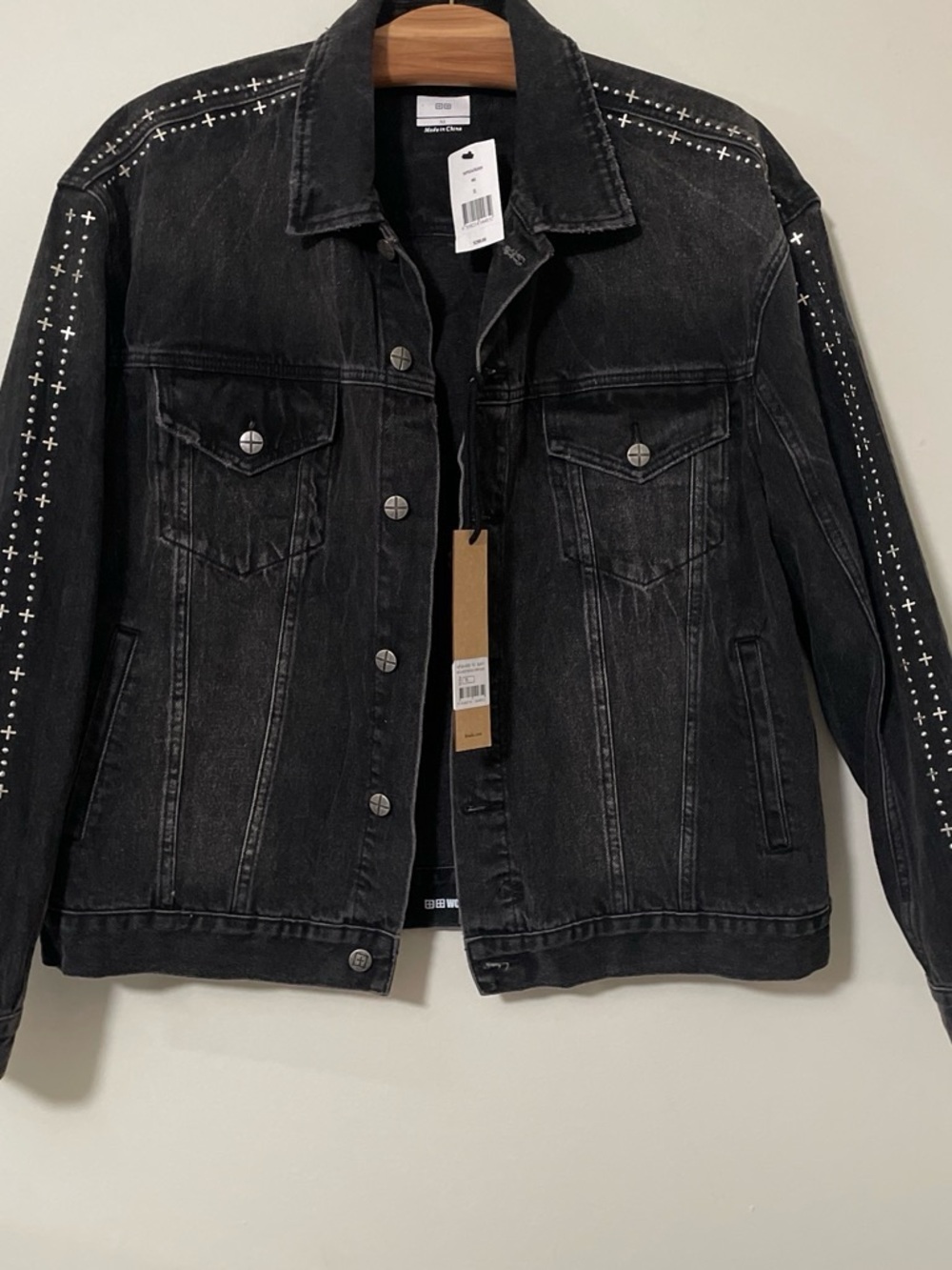 Ksubi Oh G Metalik Stripe Denim Jacket Black XL NWT Wonderland Trucker